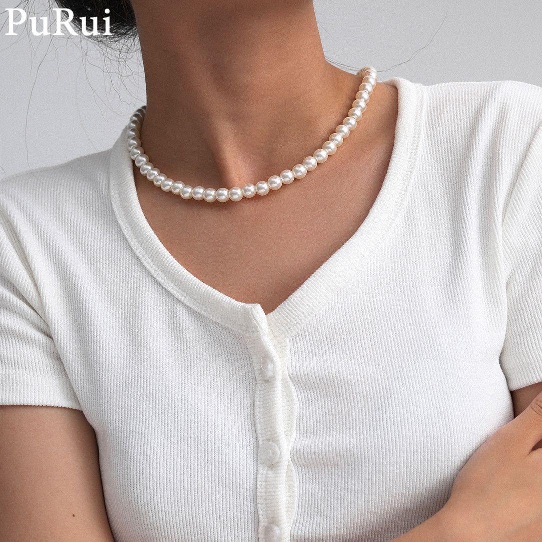 Pearl Choker Necklace Vintage - Collana girocollo minimalista con perle d'imitazione