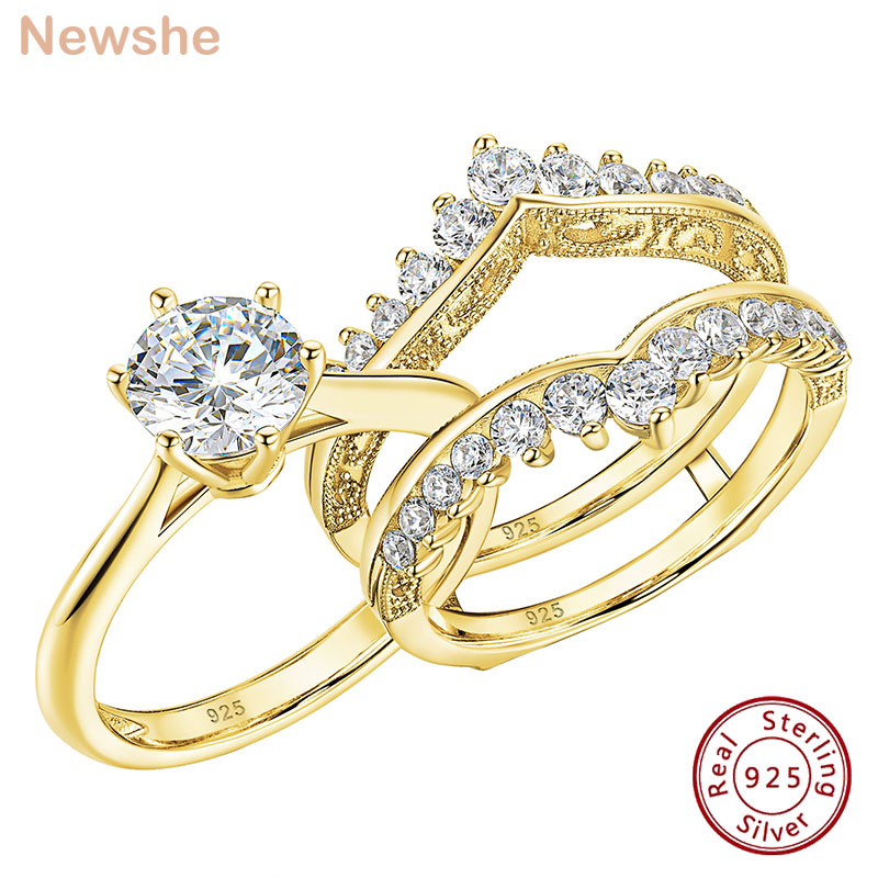 Moissanite Engagement Ring 1 Carat - Set di Anelli da Sposa Newshe