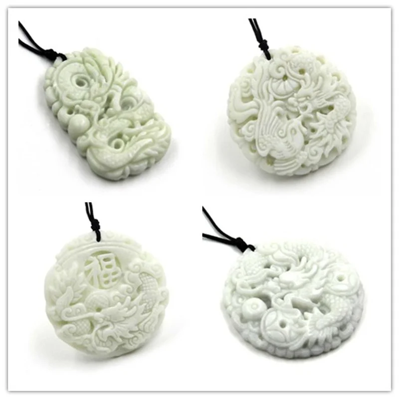 Necklaces - Drago di giada bianca naturale Phoenix