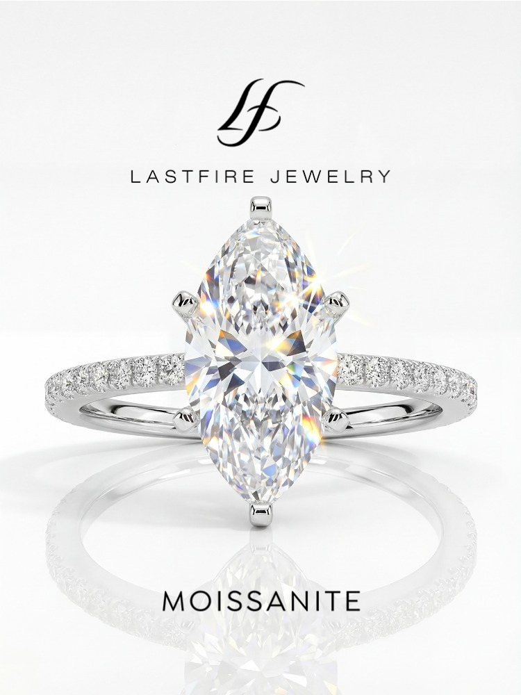 Moissanite Engagement Ring 1 Carat - Anello con Diamante Moissanite Reale da