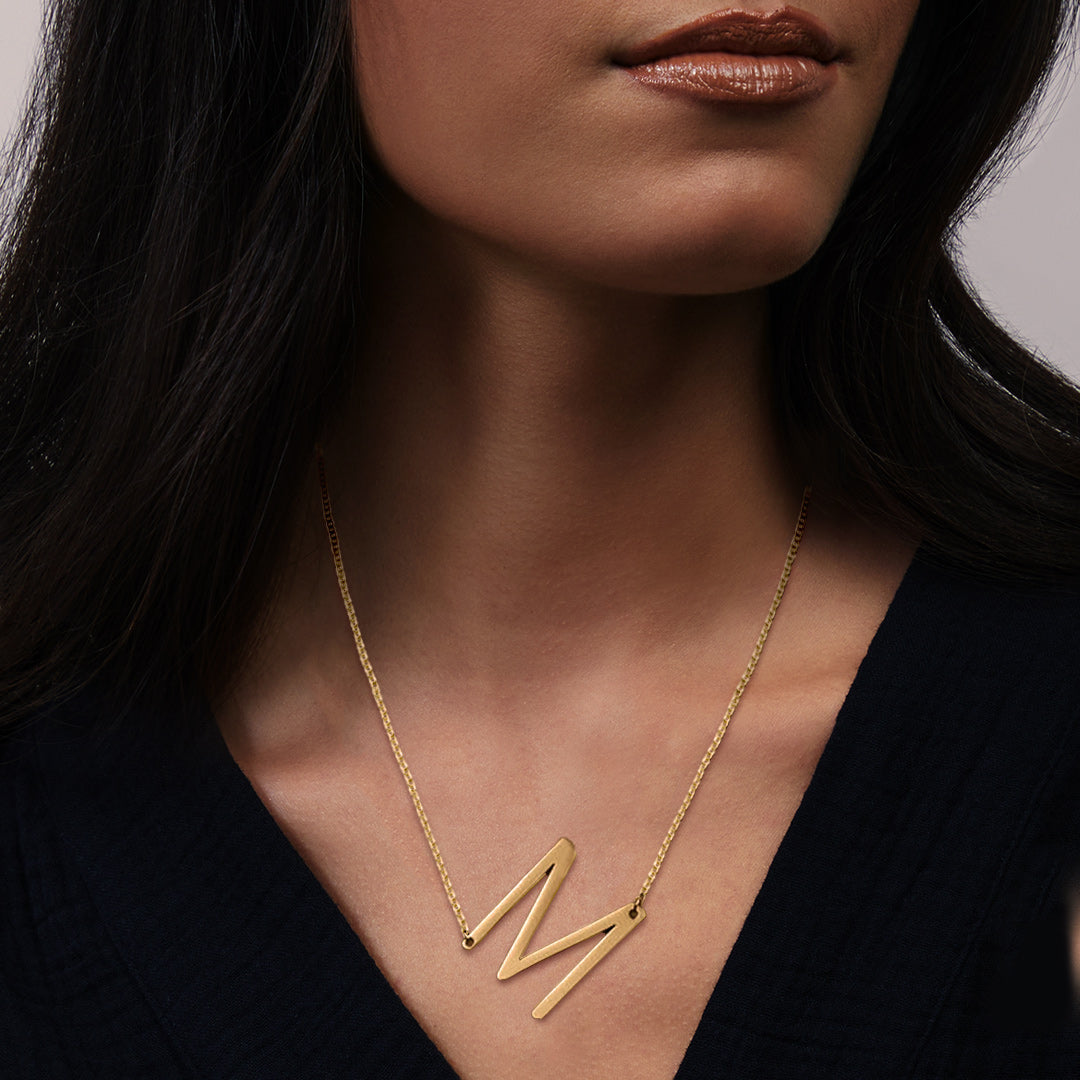 Initial Letter Necklace 18K Gold - Collana con iniziale dichiarazione collana con