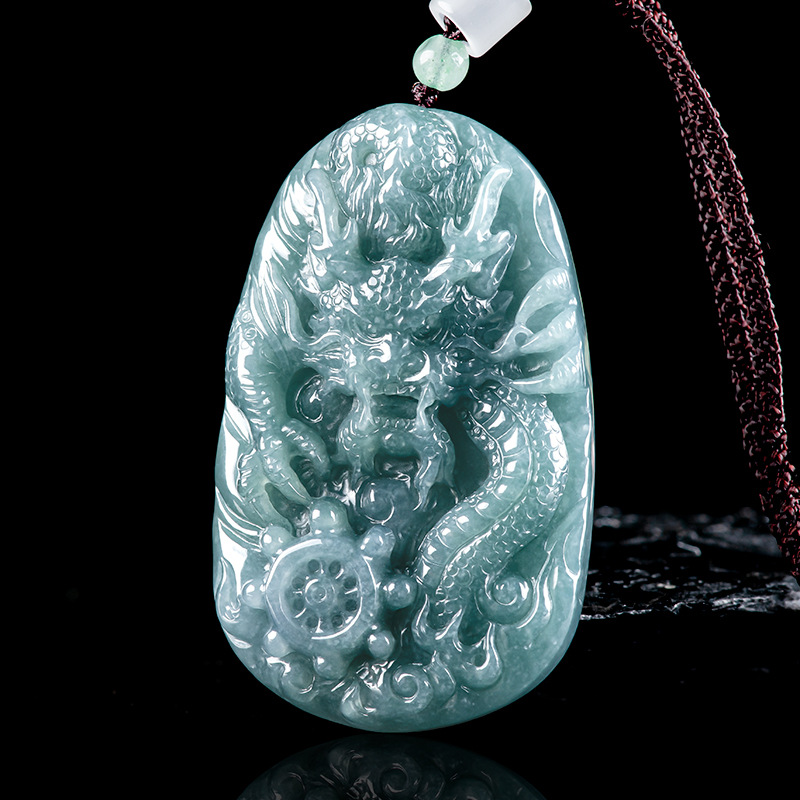 Necklaces - Collana con Pendente Drago in Giadeite