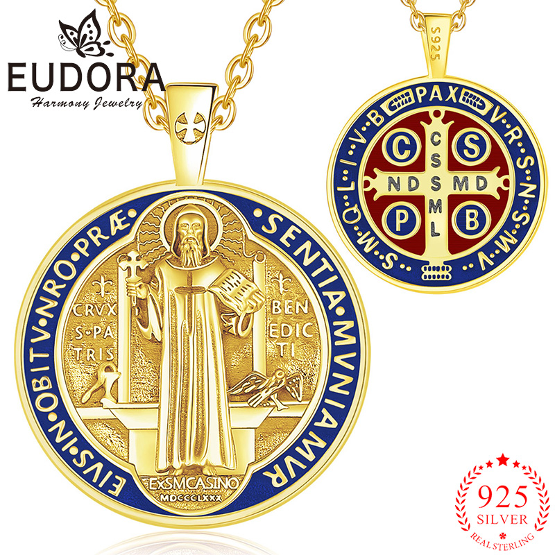 Cross Pendant Necklace Gold - Eudora Collana in argento sterling 925
