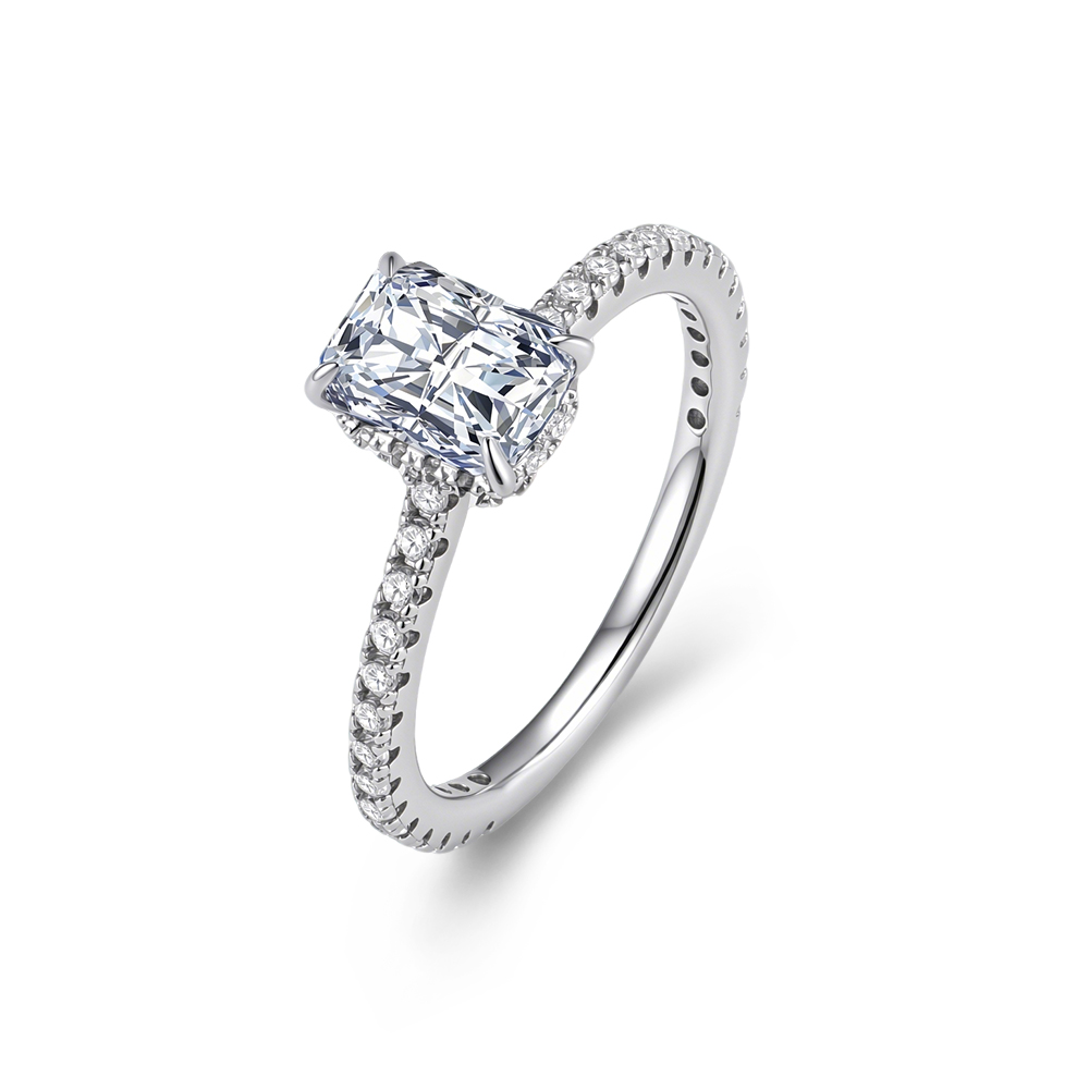 Moissanite Engagement Ring 1 Carat - Anello di Fidanzamento in Argento Sterling