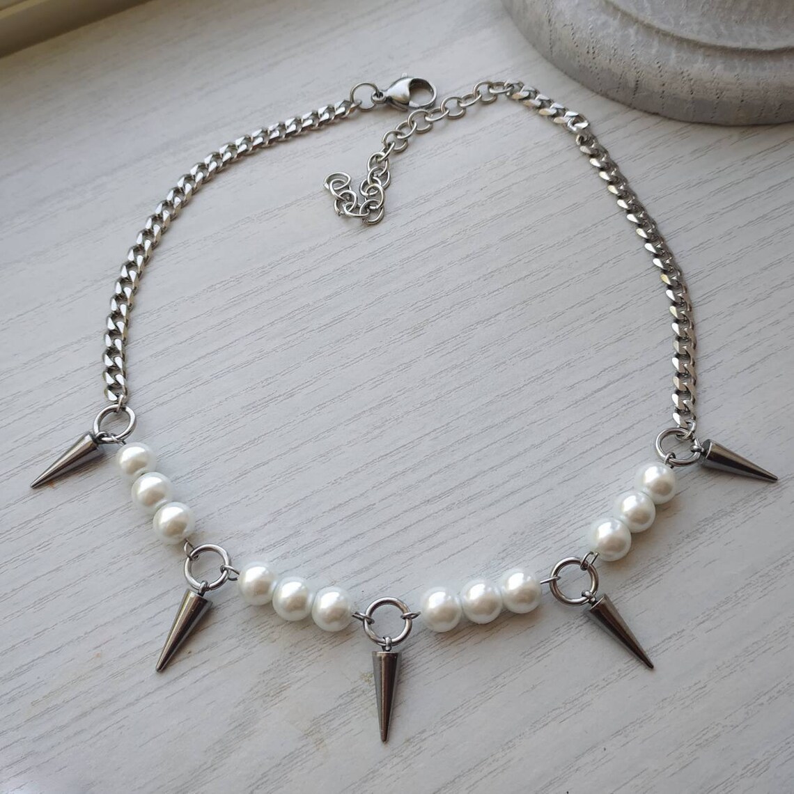 Goth Punk Spike Choker - Egirl Collana con punte di perle