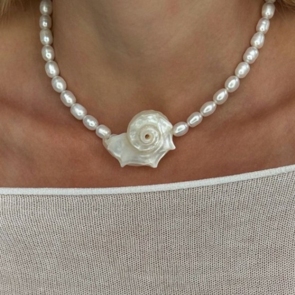 Pearl Choker Necklace Vintage - Collana con ciondolo vintage bohémien in