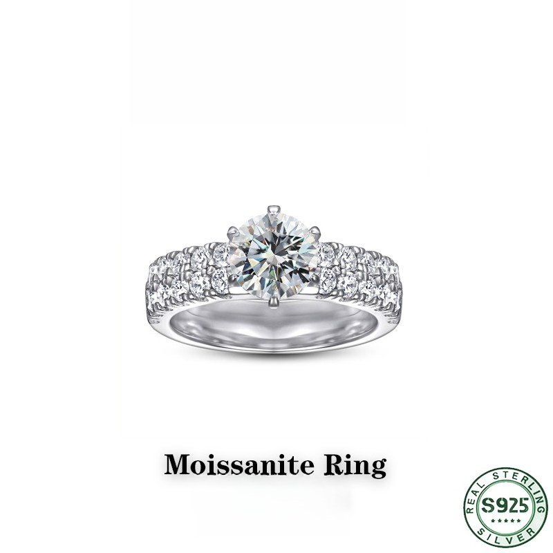 Moissanite Engagement Ring 1 Carat - Anello di moda in argento 100%
