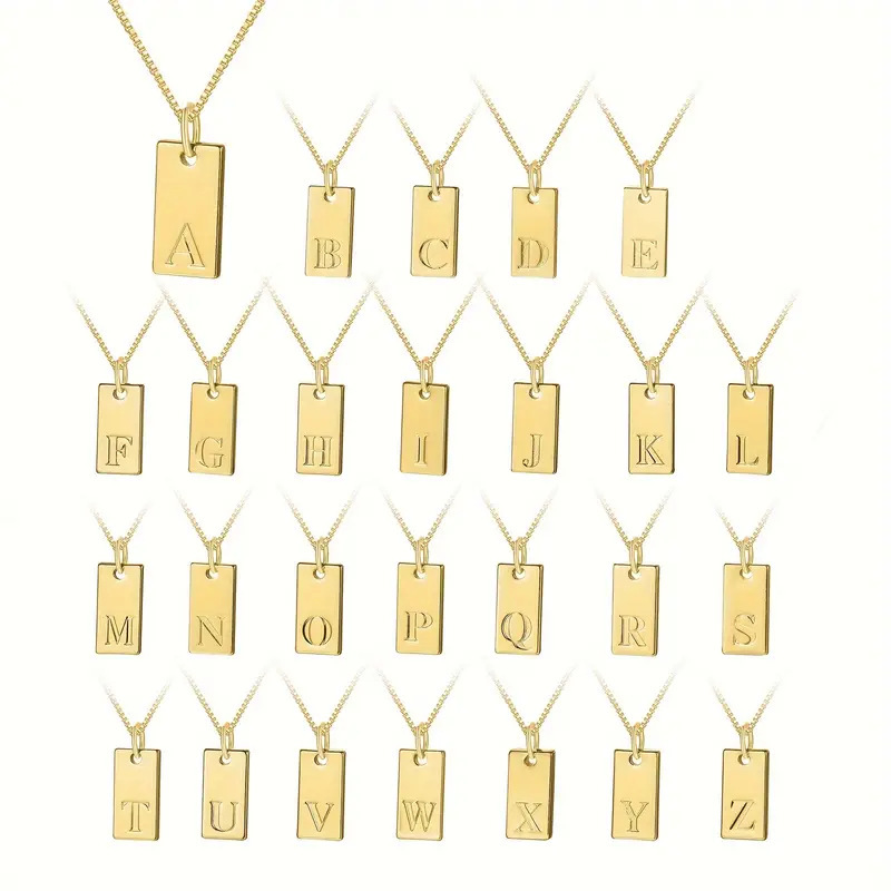 Initial Letter Necklace 18K Gold - Collane con ciondolo targhetta con 26