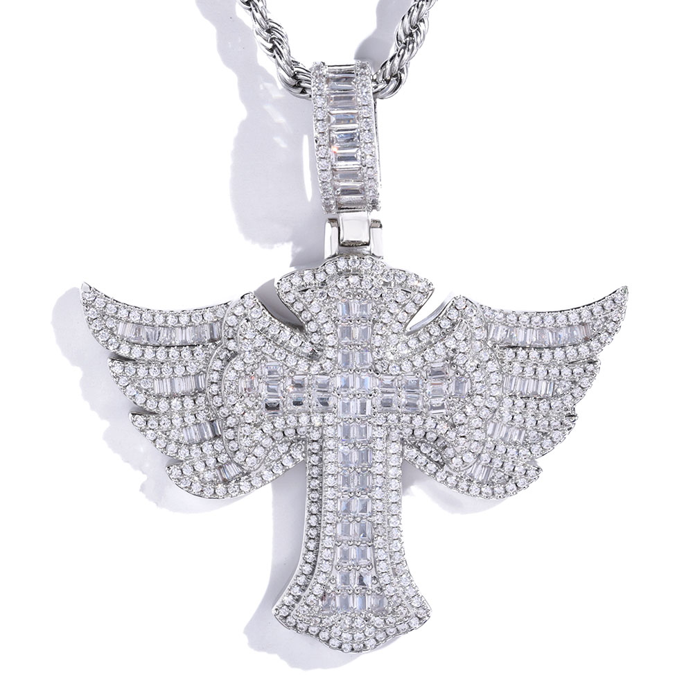 Cross Pendant Necklace Gold - Hip Hop Full Diamond placcato oro