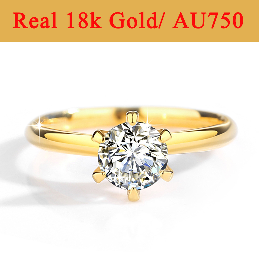 Moissanite Engagement Ring 1 Carat - Anelli Moissanite in oro reale 18