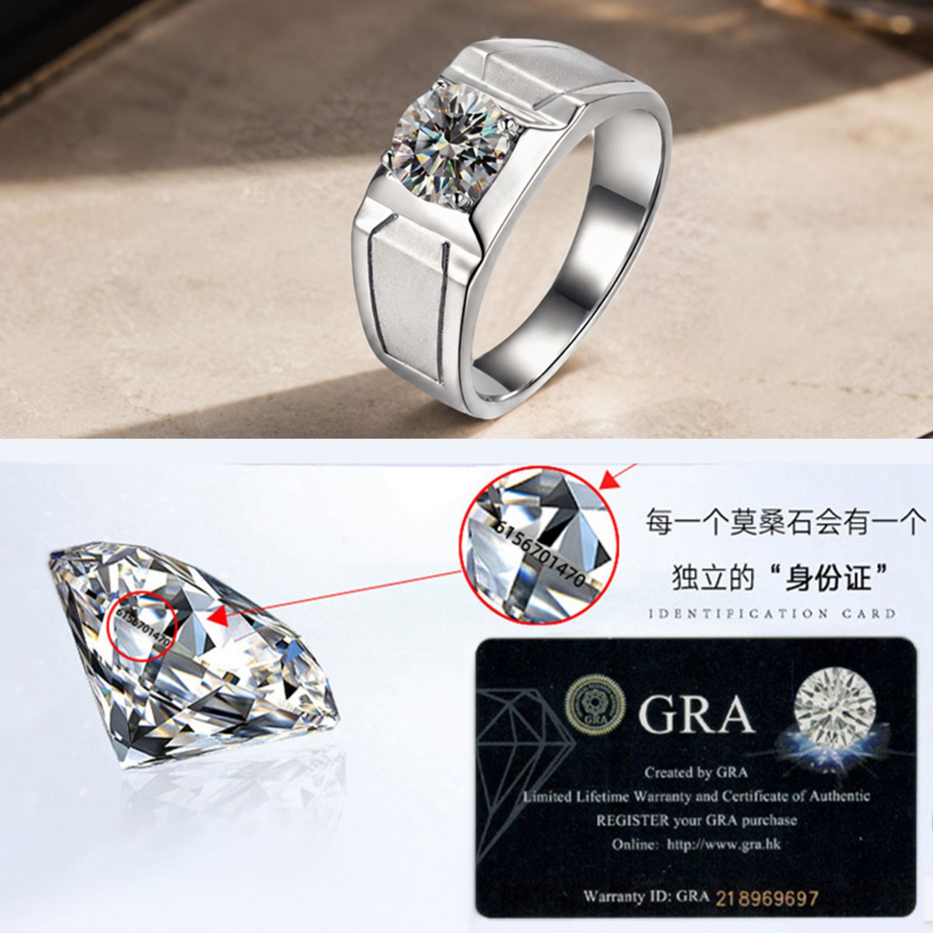 Anello in argento sterling 925 - Moissanite Engagement Ring 1 Carat recensione e prezzo