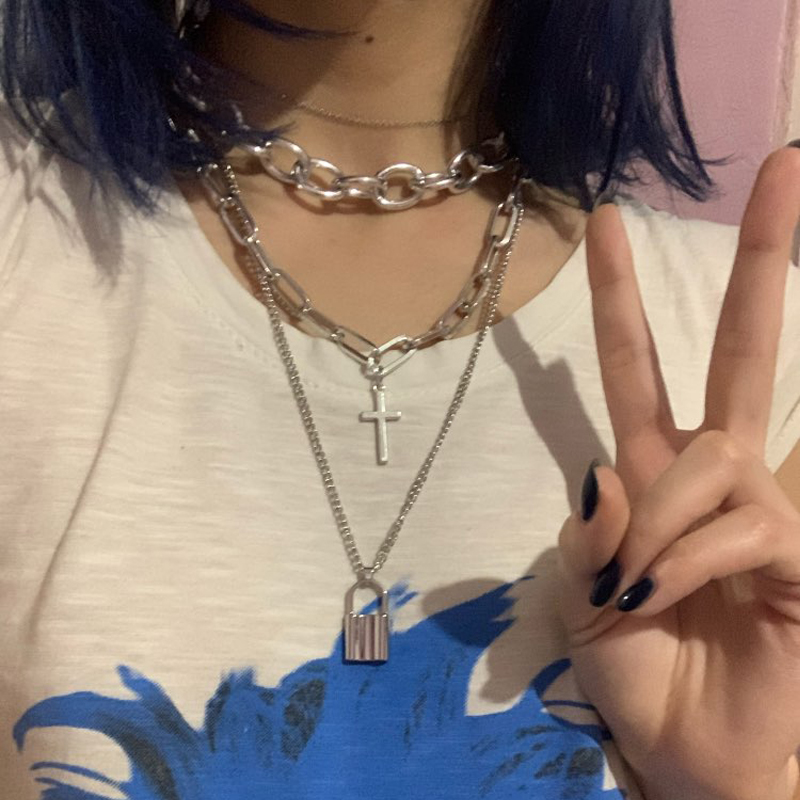 FNQUFUJ Collana a catena punk  - Layered Pendant Necklace Aesthetic recensione e prezzo