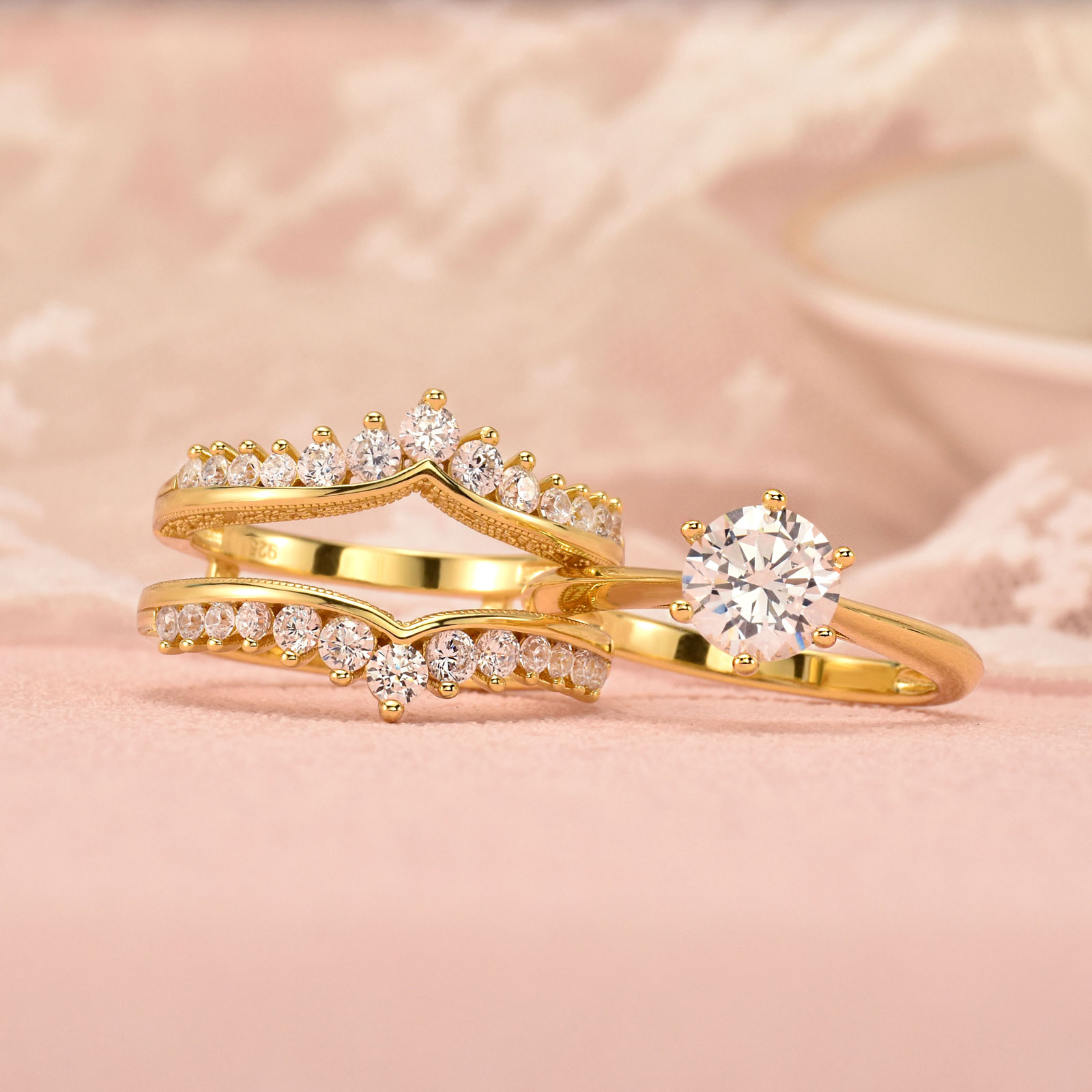 Set di Anelli da Sposa Newshe  - Moissanite Engagement Ring 1 Carat recensione e prezzo