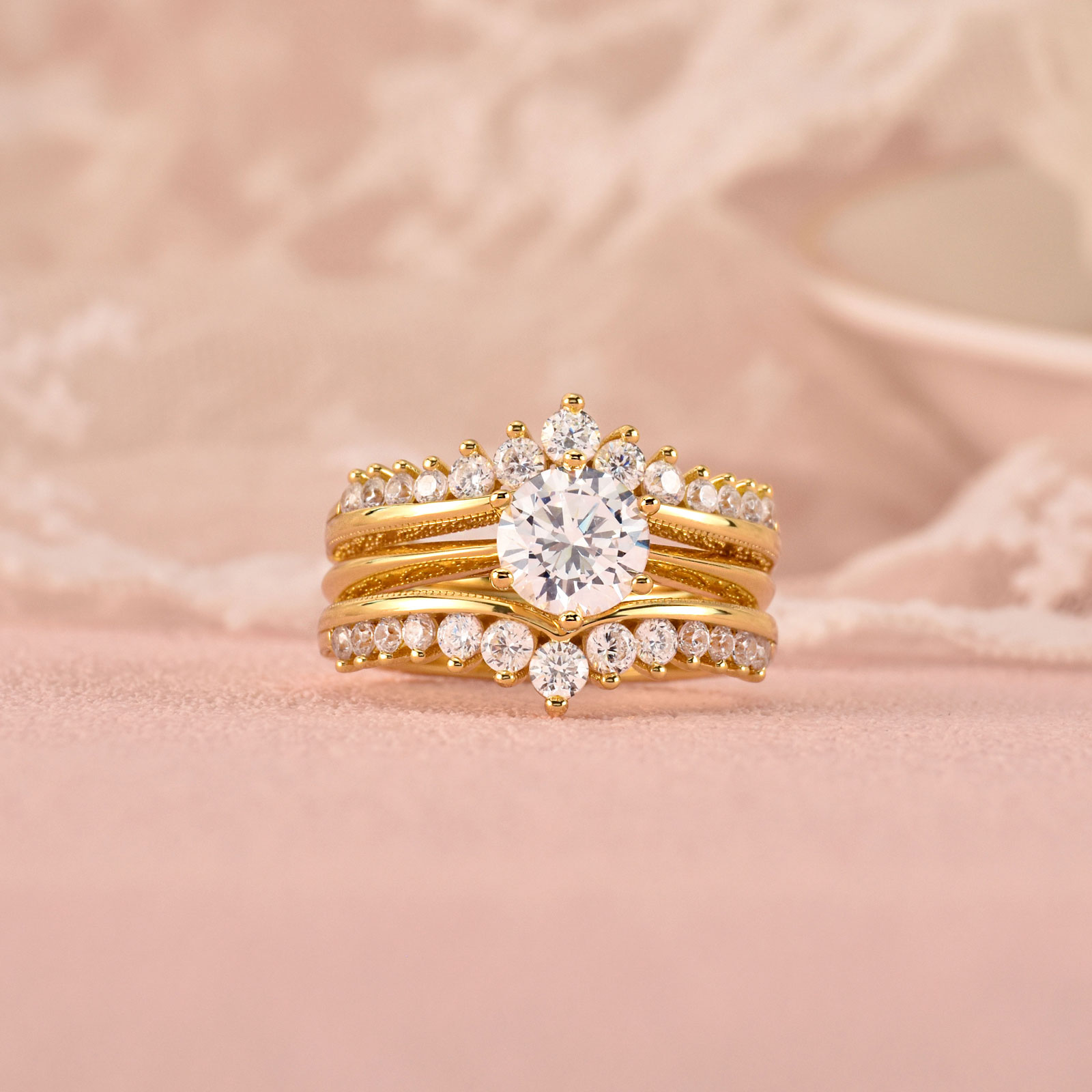 Set di Anelli da Sposa Newshe  - Moissanite Engagement Ring 1 Carat recensione e prezzo