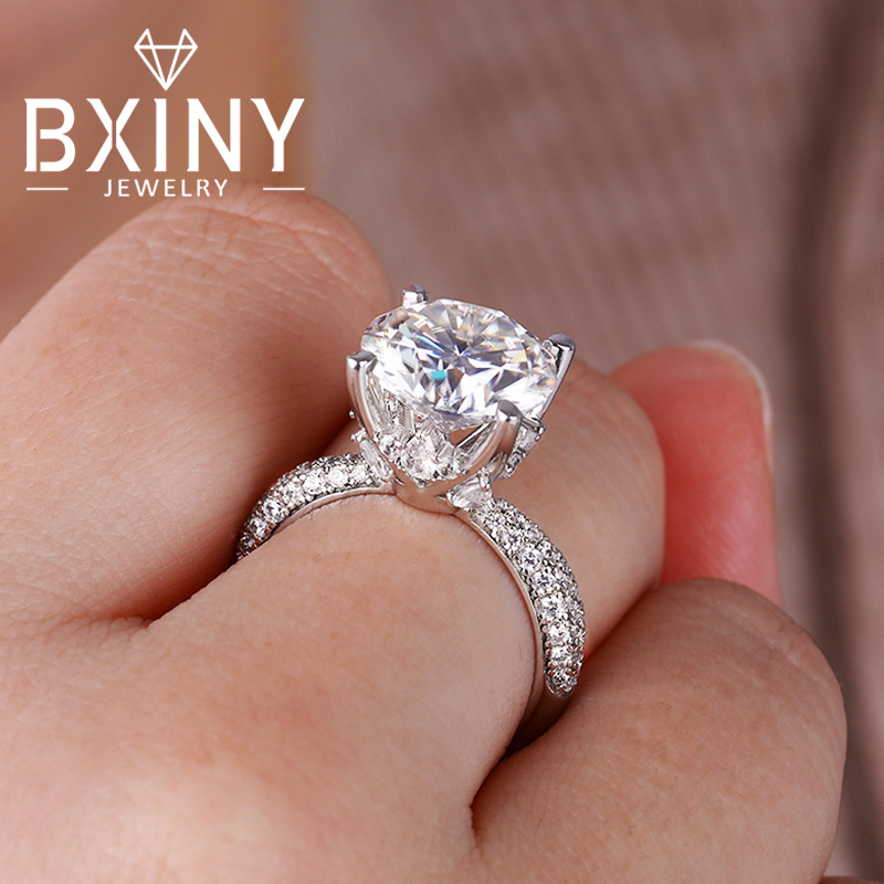 BXINY D Colore 5CT Anelli Mois - Moissanite Engagement Ring 1 Carat recensione e prezzo
