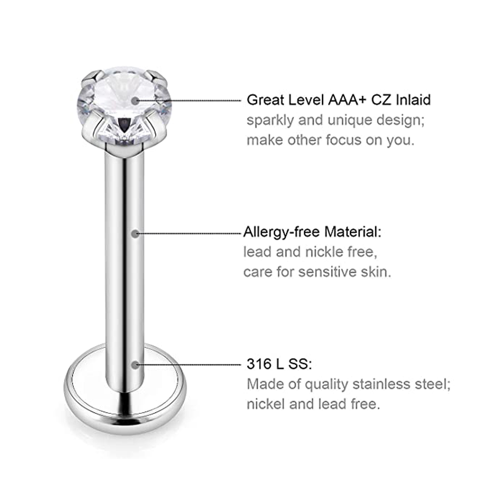 WKOUD 3 pz 16g cristallo Labre - Body Jewelry recensione e prezzo