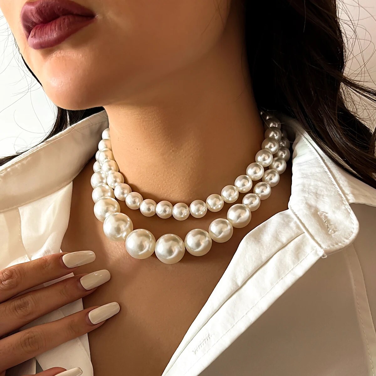 2 Pz/set Esagerato Grande Imit - Pearl Choker Necklace Vintage recensione e prezzo