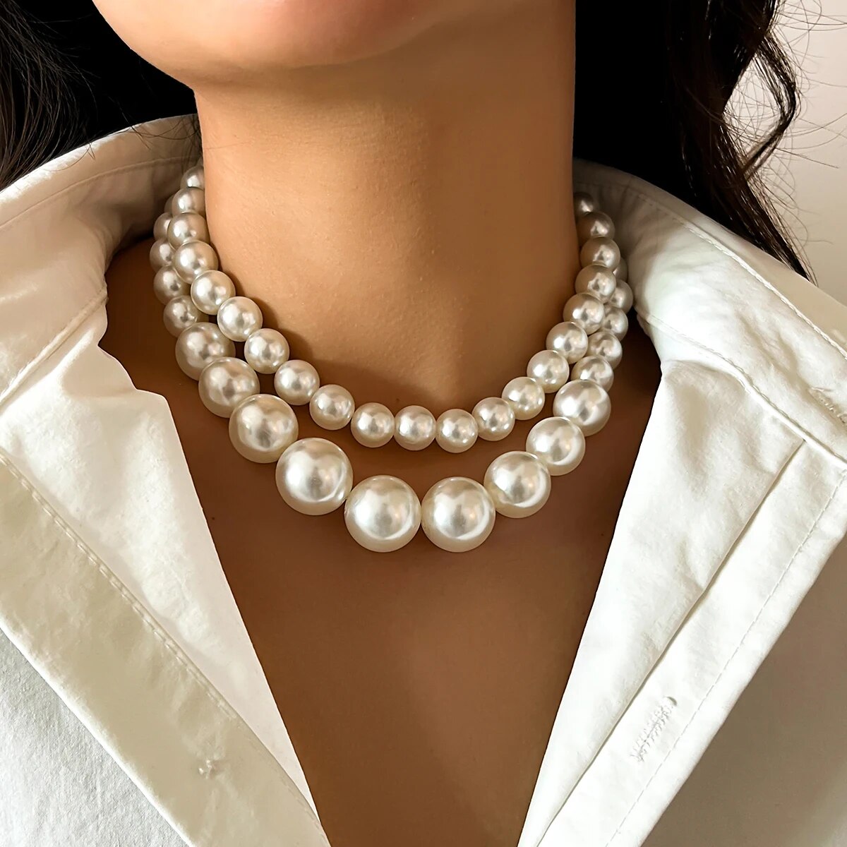2 Pz/set Esagerato Grande Imit - Pearl Choker Necklace Vintage recensione e prezzo